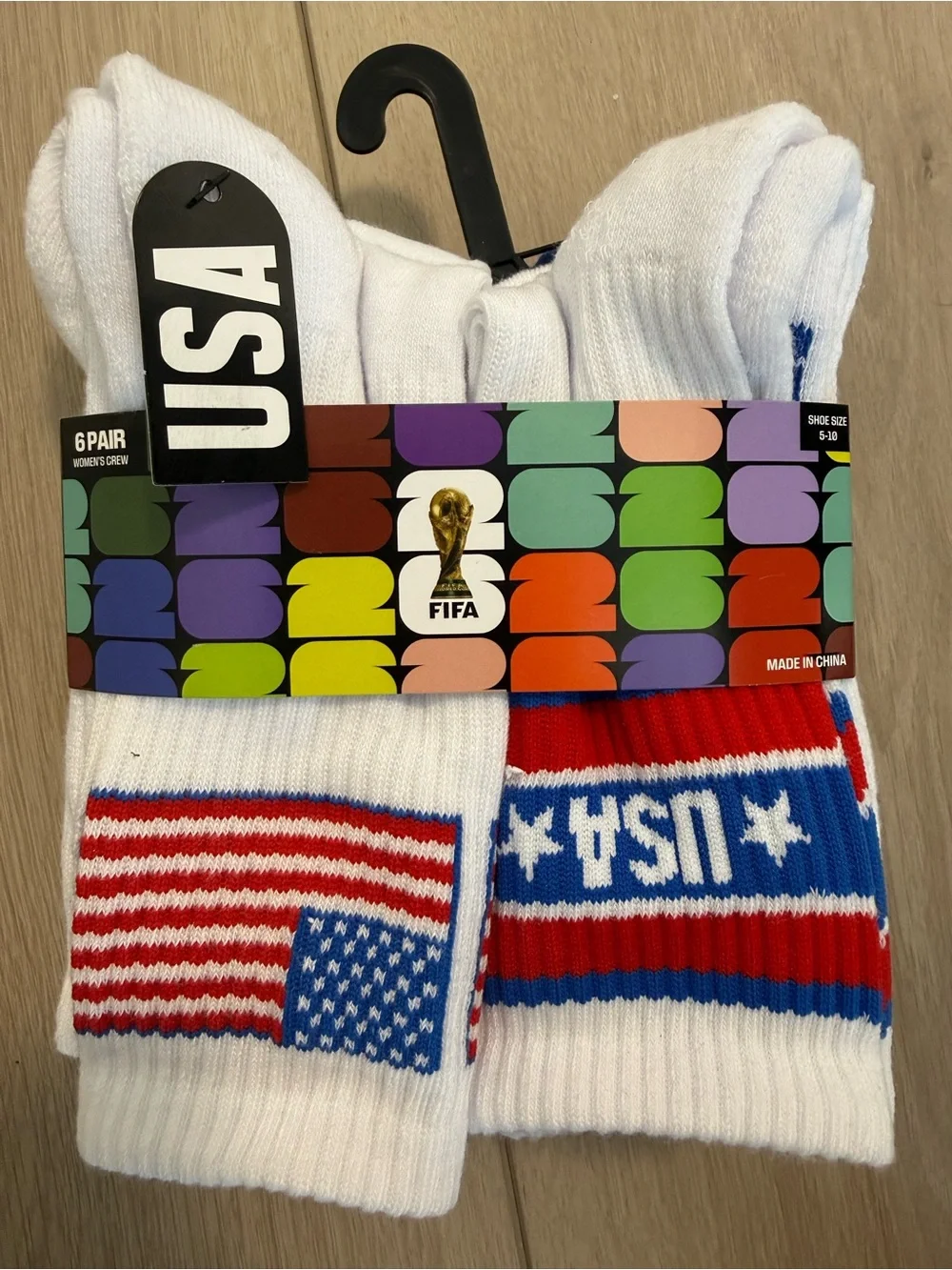 FIFA World Cup 26 Crew Socks Women’s 5-10 Multicolor USA 6-Pack